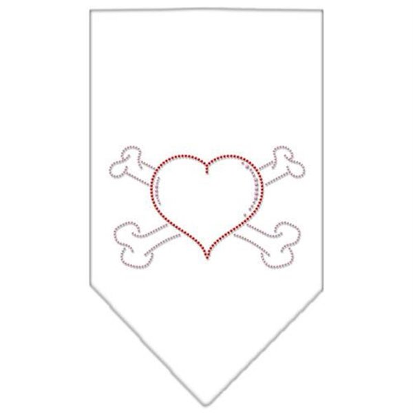 Unconditional Love Heart Crossbone Rhinestone Bandana White Small UN802703